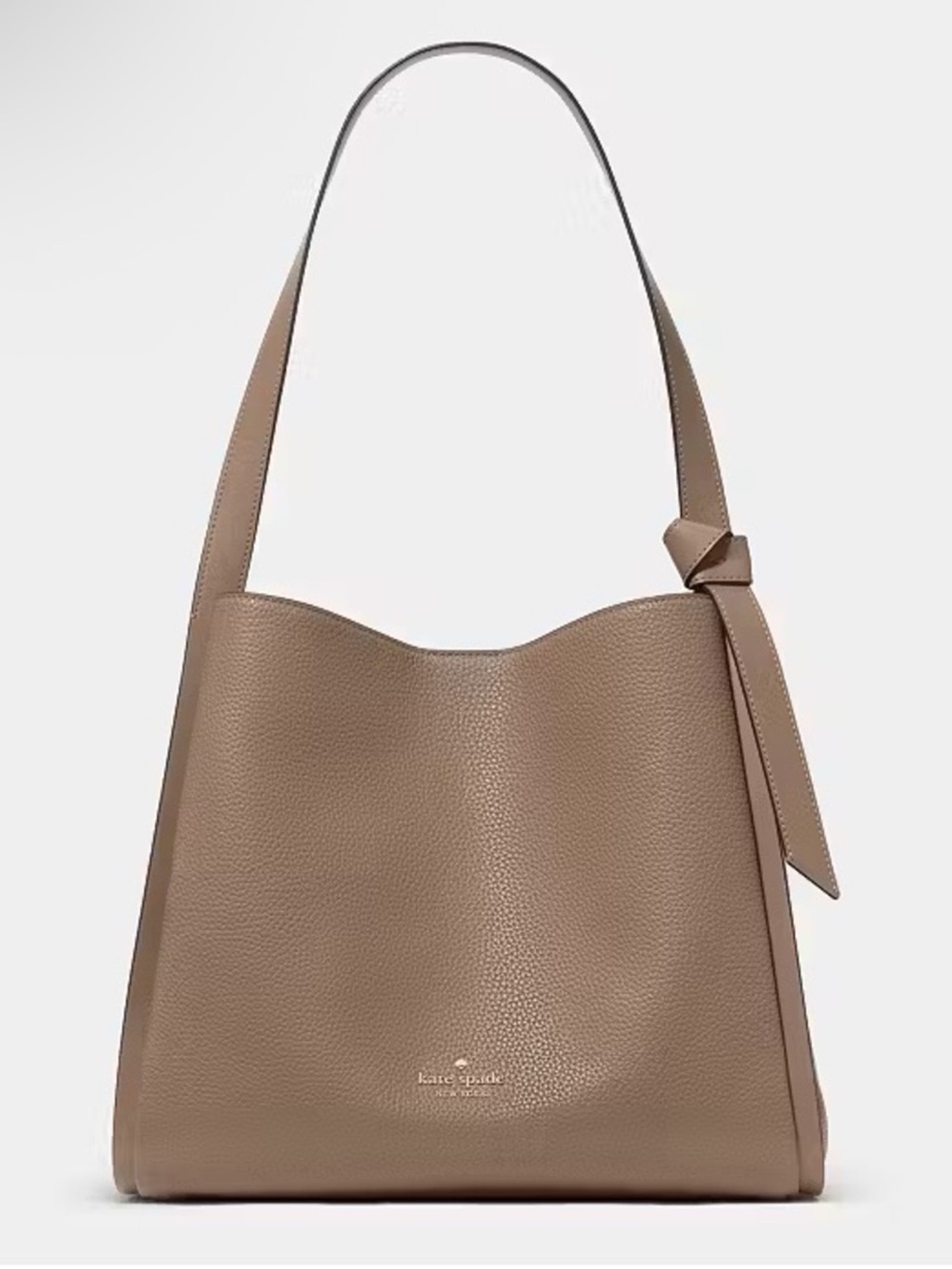 Kate Spade Knott Pebbled Leather Large Shoulder Bag Timeless Taupe
